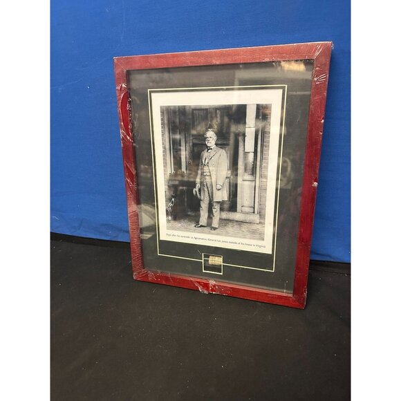 Framed Print Of General Lee Post-Appomattox Photo With Red Wood Frame & Protecti - Picture 2 of 3